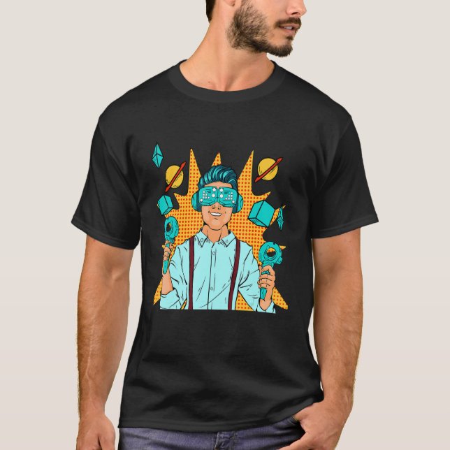 Cool Gamer  Virtual Reality  Technology Illustrati T-Shirt (Front)