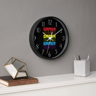 Cool gamer word art  clock