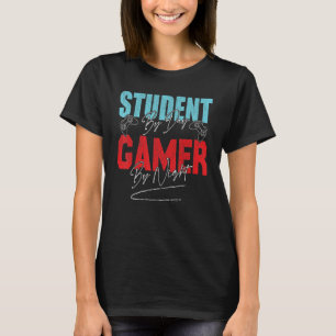 Cool Gaming Student By Day Gamer By Night Funny Qu T-Shirt