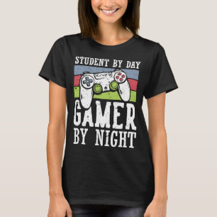 Cool Gaming Student By Day Gamer By Night Funny Qu T-Shirt