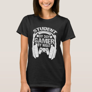 Cool Gaming Student By Day Gamer By Night Quote 13 T-Shirt