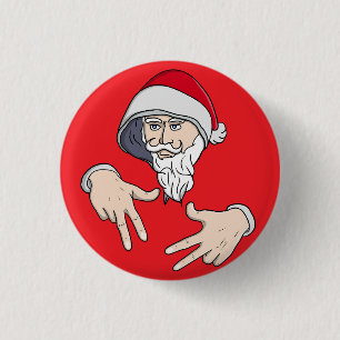 Cool Gangsta Hip Hop Hand Rap Santa Claus 3 Cm Round Badge