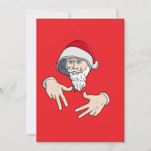 Cool Gangsta Hip Hop Hand Rap Santa Claus Holiday Card