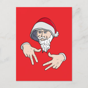 Cool Gangsta Hip Hop Hand Rap Santa Claus Holiday Postcard