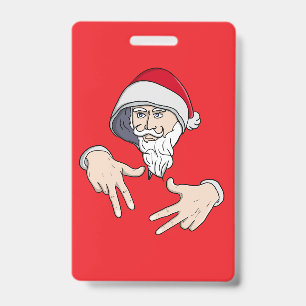 Cool Gangsta Hip Hop Hand Rap Santa Claus ID Badge