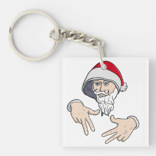 Cool Gangsta Hip Hop Hand Rap Santa Claus Key Ring