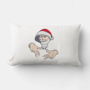 Cool Gangsta Hip Hop Hand Rap Santa Claus Lumbar Cushion