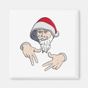 Cool Gangsta Hip Hop Hand Rap Santa Claus Magnet
