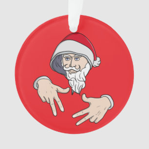 Cool Gangsta Hip Hop Hand Rap Santa Claus Ornament