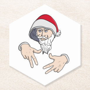 Cool Gangsta Hip Hop Hand Rap Santa Claus Paper Coaster