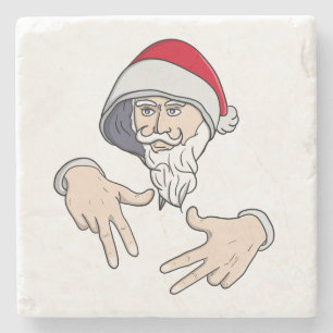 Cool Gangsta Hip Hop Hand Rap Santa Claus Stone Coaster