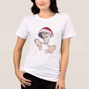 Cool Gangsta Hip Hop Hand Rap Santa Claus Tri-Blend Shirt