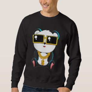 Cool Gangsta Panda Bear Bling Bling Hip Hop Music Sweatshirt
