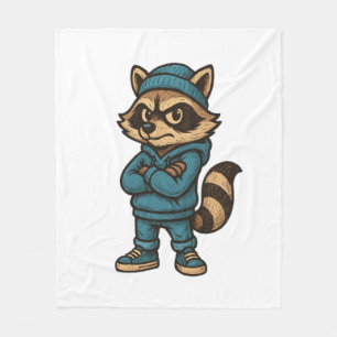 Cool Gangster Raccoon - Urban Streetwear Animal Ho Fleece Blanket