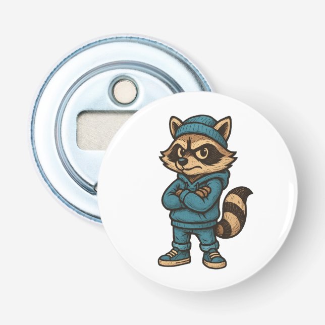 Cool Gangster Racoon - Urban Streetwear Animal Ho Bottle Opener (Front)
