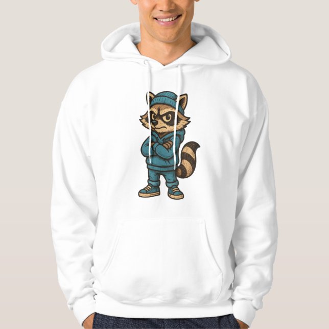Cool Gangster Racoon - Urban Streetwear Animal Ho Hoodie (Front)