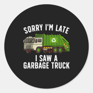 Cool Garbage Truck Art For Men Women Kids Garbage Classic Round Sticker
