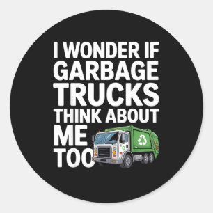 Cool Garbage Truck Design For Men Women Trash Garb Classic Round Sticker