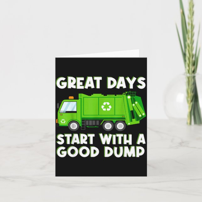 Cool Garbage Truck Good Dump Truck Men Kids Boys T Card (Front)