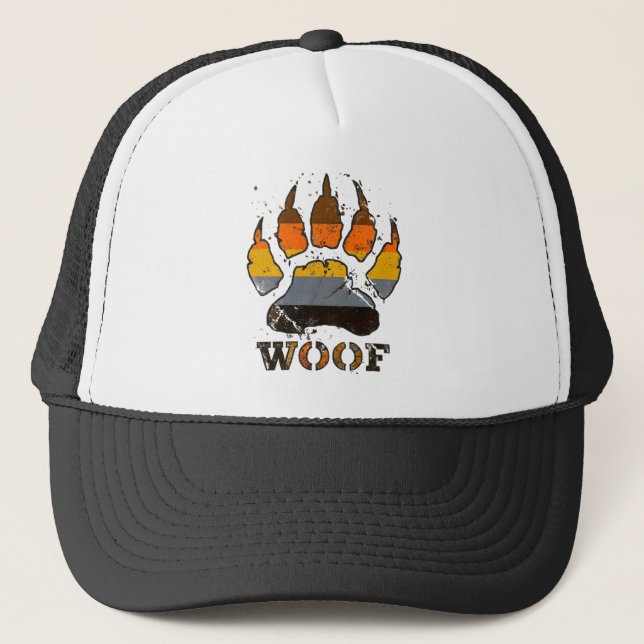 Cool Gay bear pride distressed bear paw woof  Trucker Hat (Front)