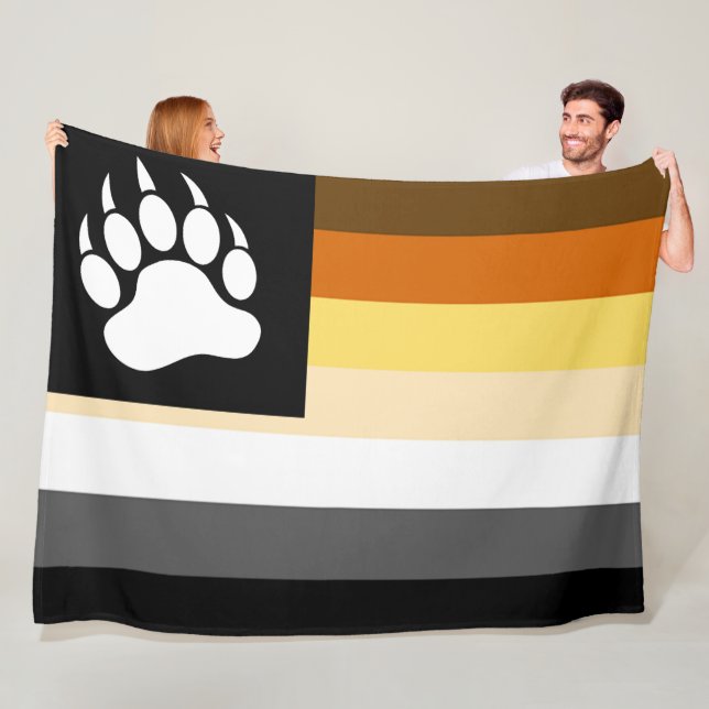 Cool Gay Bear Pride Flag Bear paw Fleece Blanket (In Situ)
