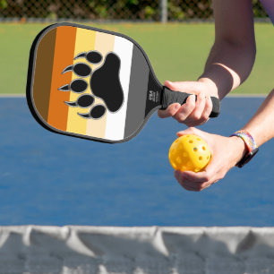Cool Gay Bear Pride Flag Bear Paw Pickleball Paddle
