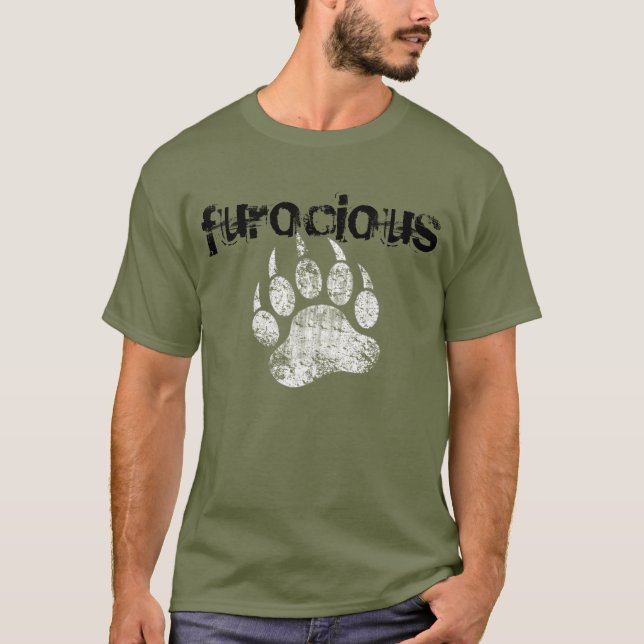 Cool Gay Bear Pride Grunge Furocious Bear Paw T-Shirt (Front)