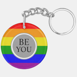 Cool Gay Pride Flag Be You Key Ring