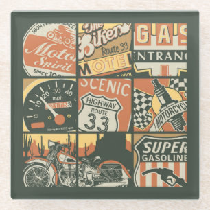 Cool Generic 9-Frame Motorcycle Glass Coaster