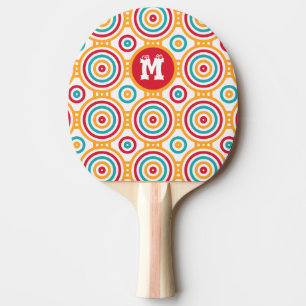Cool Geometric Funny Initial Name Colourful Patter Ping Pong Paddle