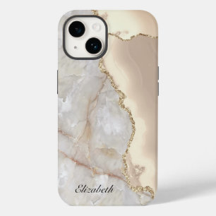 Cool Geometric Gold Cream Marble   Case-Mate iPhone 14 Case