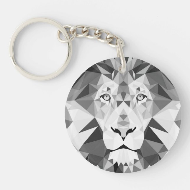 Cool Geometric Lion Head Key Ring (Front)