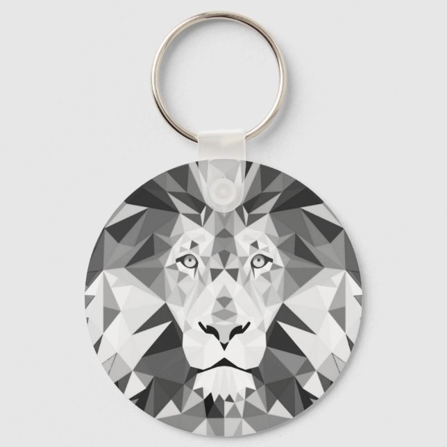 Cool Geometric Lion Head Key Ring (Front)