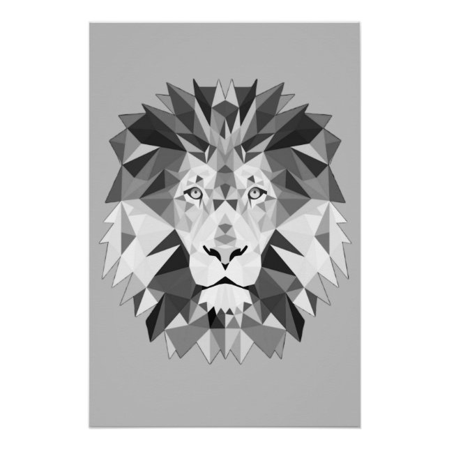 Cool Geometric Lion Head Poster (Front)