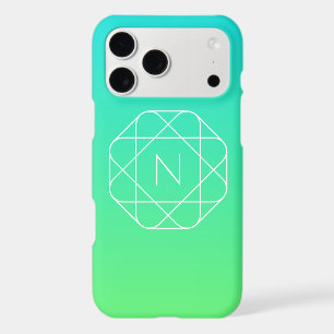 Cool Geometric Monogram Blue & Lime Green Ombre