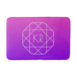 Cool Geometric Monogram Magenta Purple Violet Bath Mat