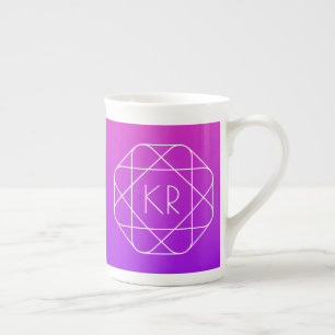 Cool Geometric Monogram Magenta Purple Violet Bone China Mug
