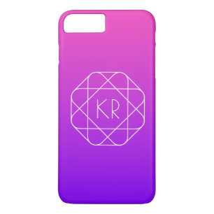 Cool Geometric Monogram Magenta Purple Violet iPhone 8 Plus/7 Plus Case