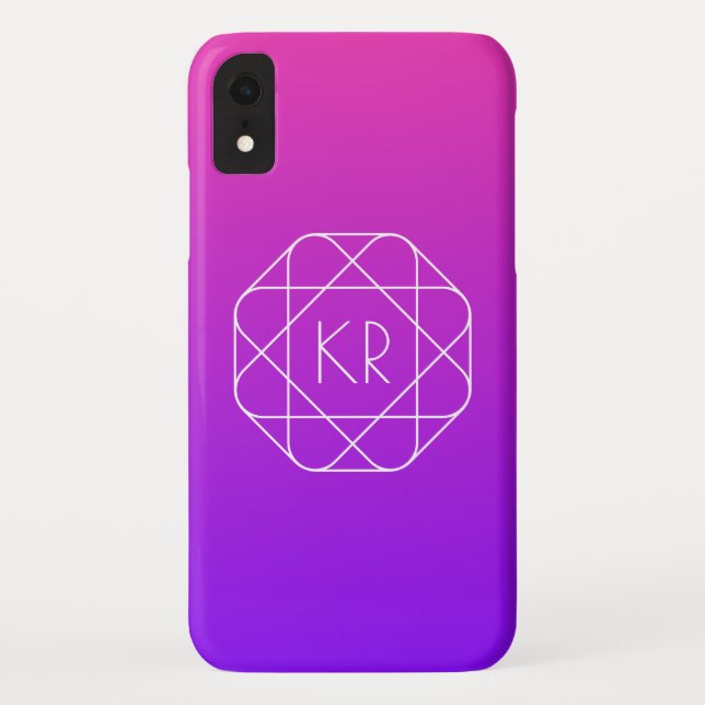 Cool Geometric Monogram | Magenta Purple Violet Case-Mate iPhone Case (Back)