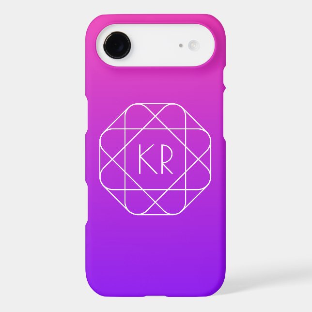 Cool Geometric Monogram | Magenta Purple Violet Case-Mate iPhone Case (Back)