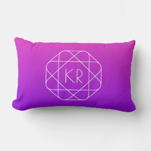 Cool Geometric Monogram   Magenta Purple Violet Lumbar Cushion