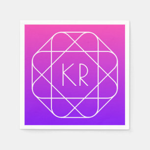 Cool Geometric Monogram   Magenta Purple Violet Napkin