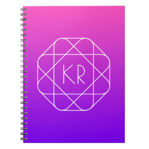 Cool Geometric Monogram Magenta Purple Violet Notebook