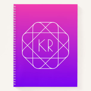 Cool Geometric Monogram Magenta Purple Violet Notebook