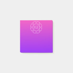 Cool Geometric Monogram   Magenta Purple Violet Post-it Notes