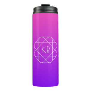 Cool Geometric Monogram   Magenta Purple Violet Thermal Tumbler
