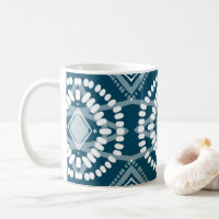 Cool Geometric Pattern Blue White Batik Tie-Dye