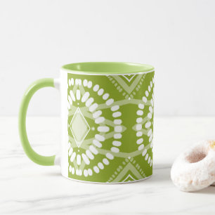 Cool Geometric Pattern Lime Green Batik Tie-Dye Mug