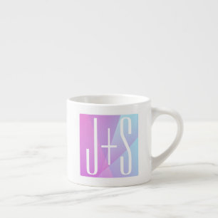 Cool Geometric Pink & Purple Couples Initials Espresso Cup
