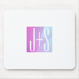Cool Geometric Pink & Purple Couples Initials Mouse Pad